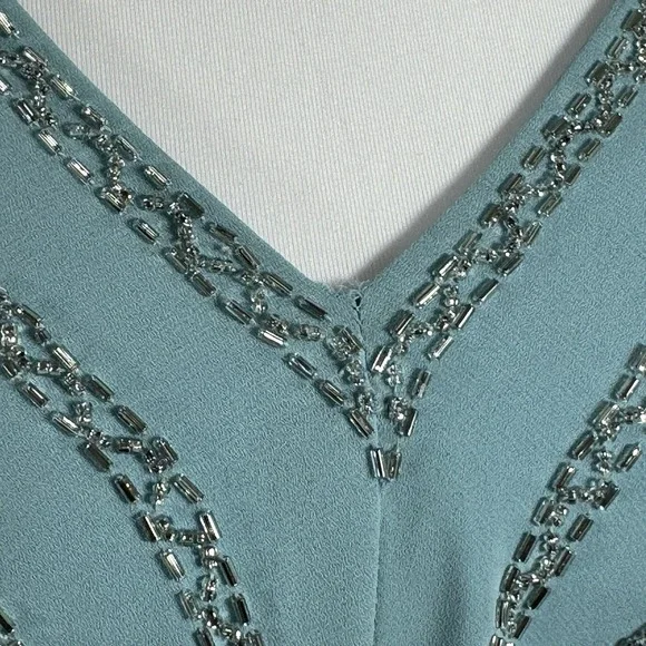 Vintage Jack Bryan Beaded Maxi Dress Pleated Blue Grecian Evening Prom Size S - Picture 12 of 16